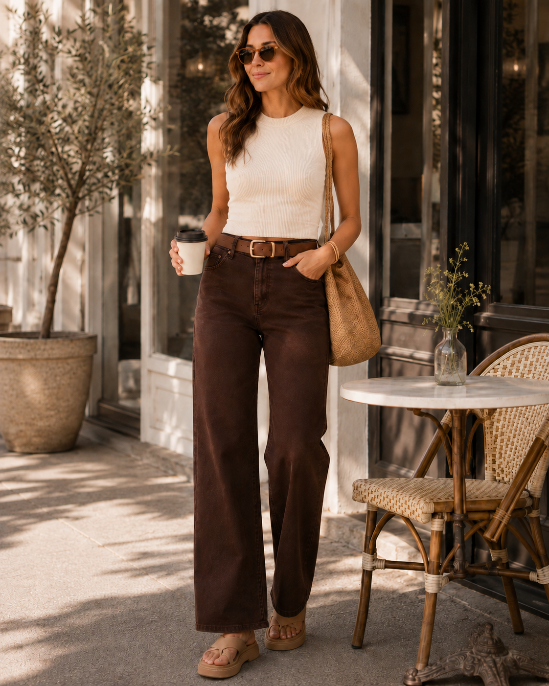 Aria Cropped Denim Jean Chocolate