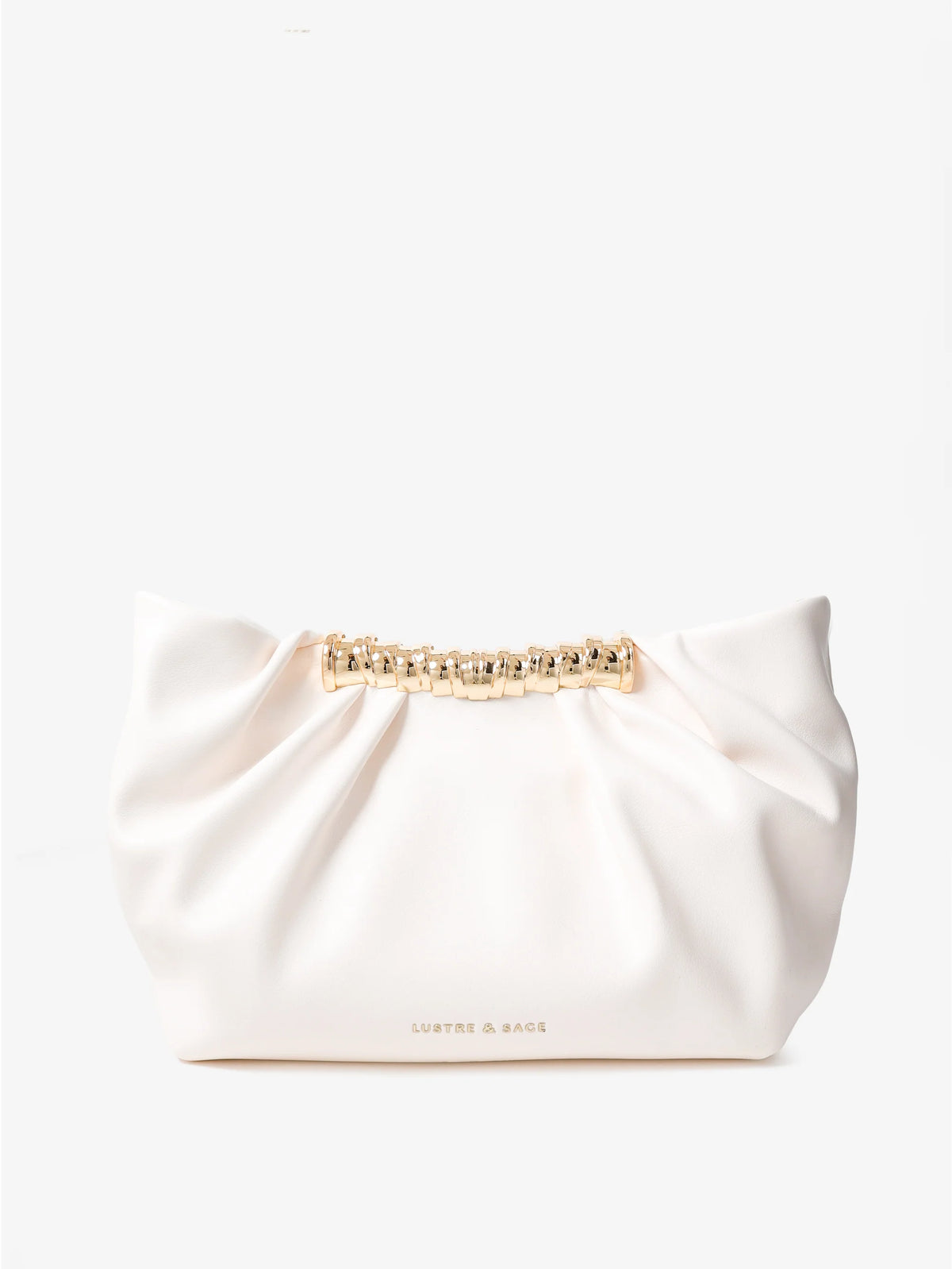 Aura Gathered Clutch  Cream