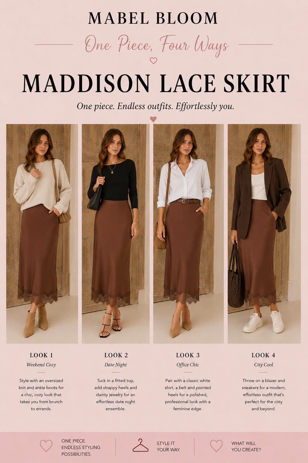 Maddison Lace Satin Skirt