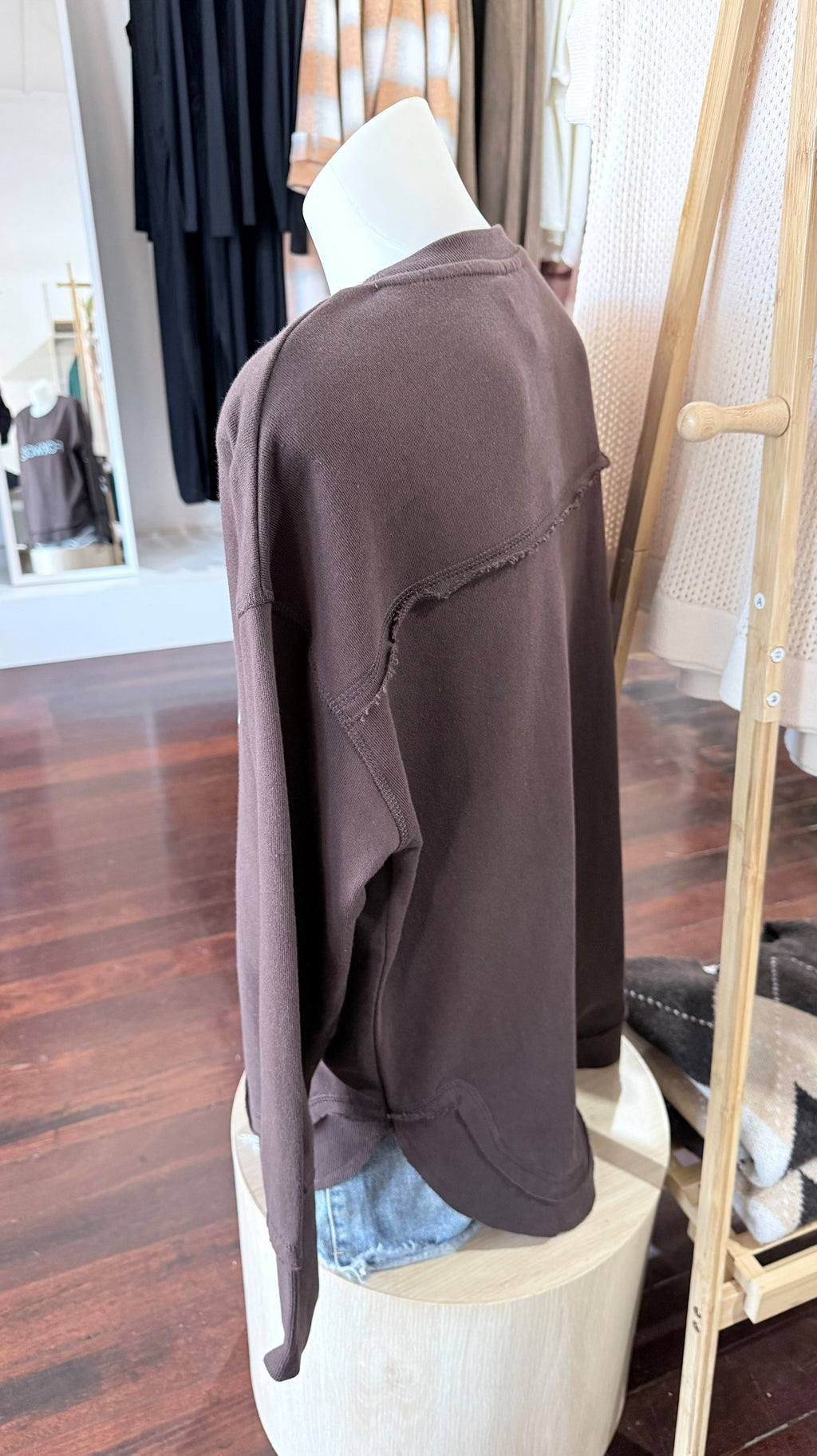 Foxwood Simplified Metallic Crew - Coffee