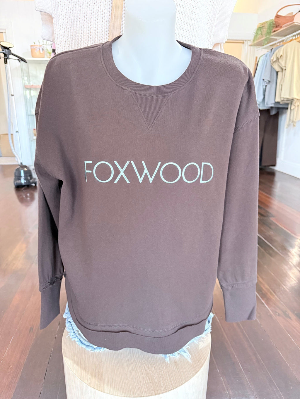 Foxwood Simplified Metallic Crew - Coffee