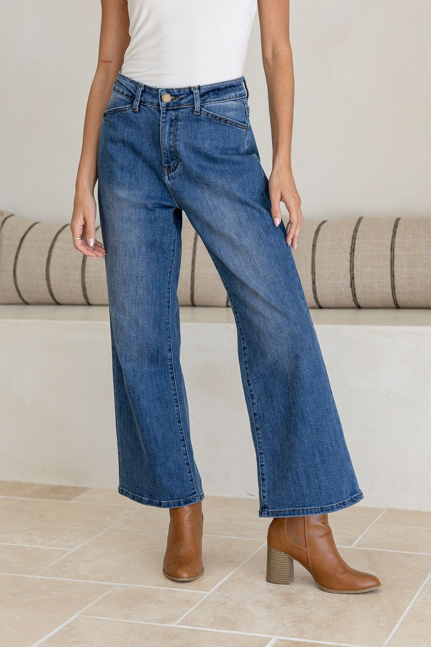 Emily Dark Wash Wide Leg Jean