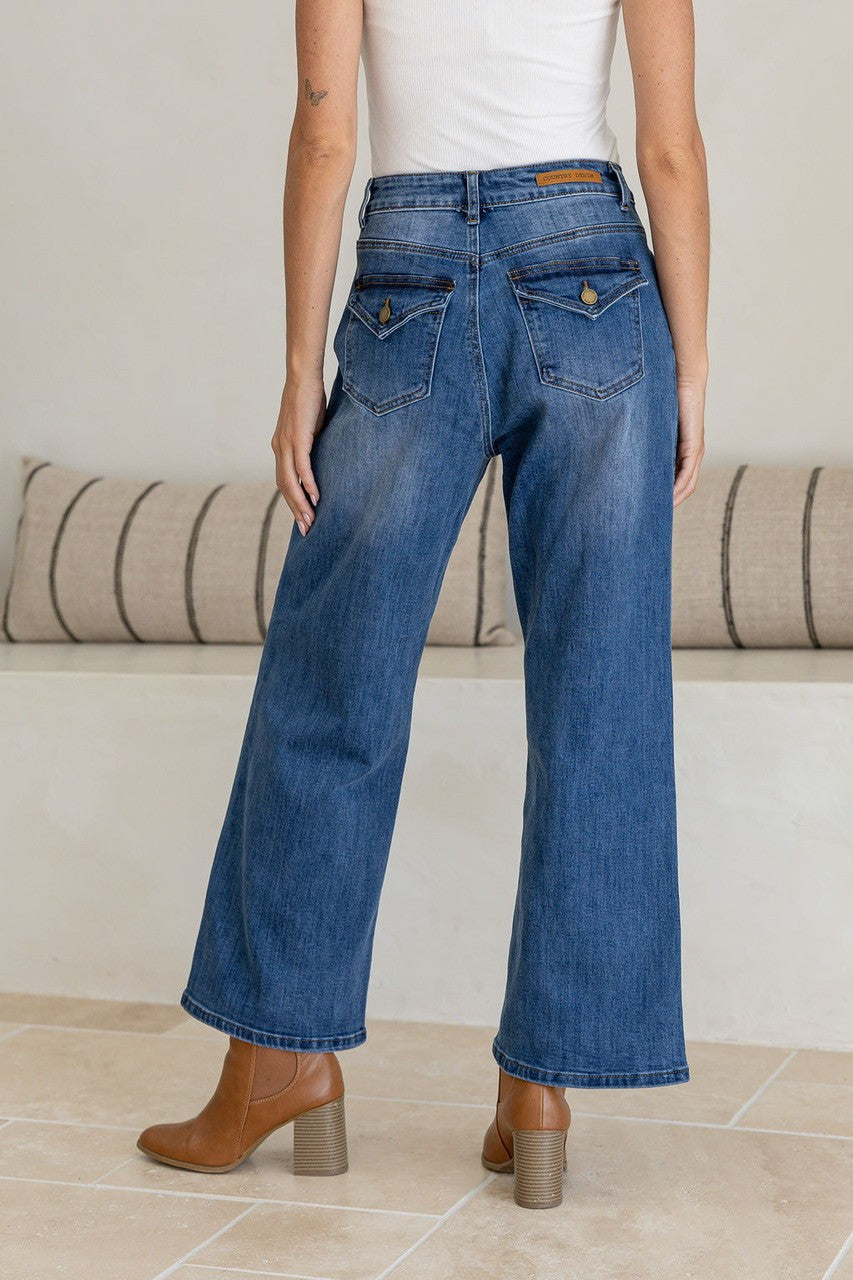 Emily Dark Wash Wide Leg Jean