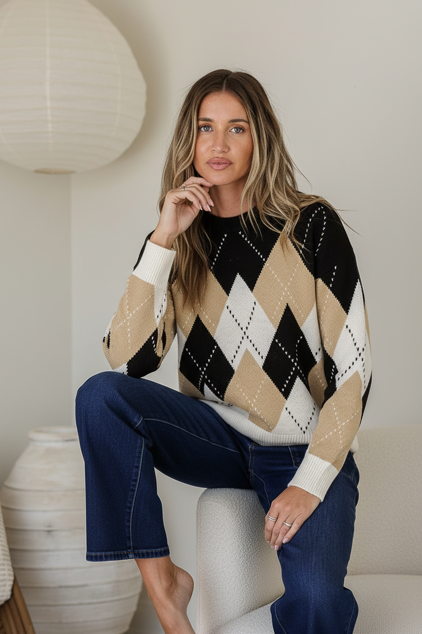 Elara Argyle Knit