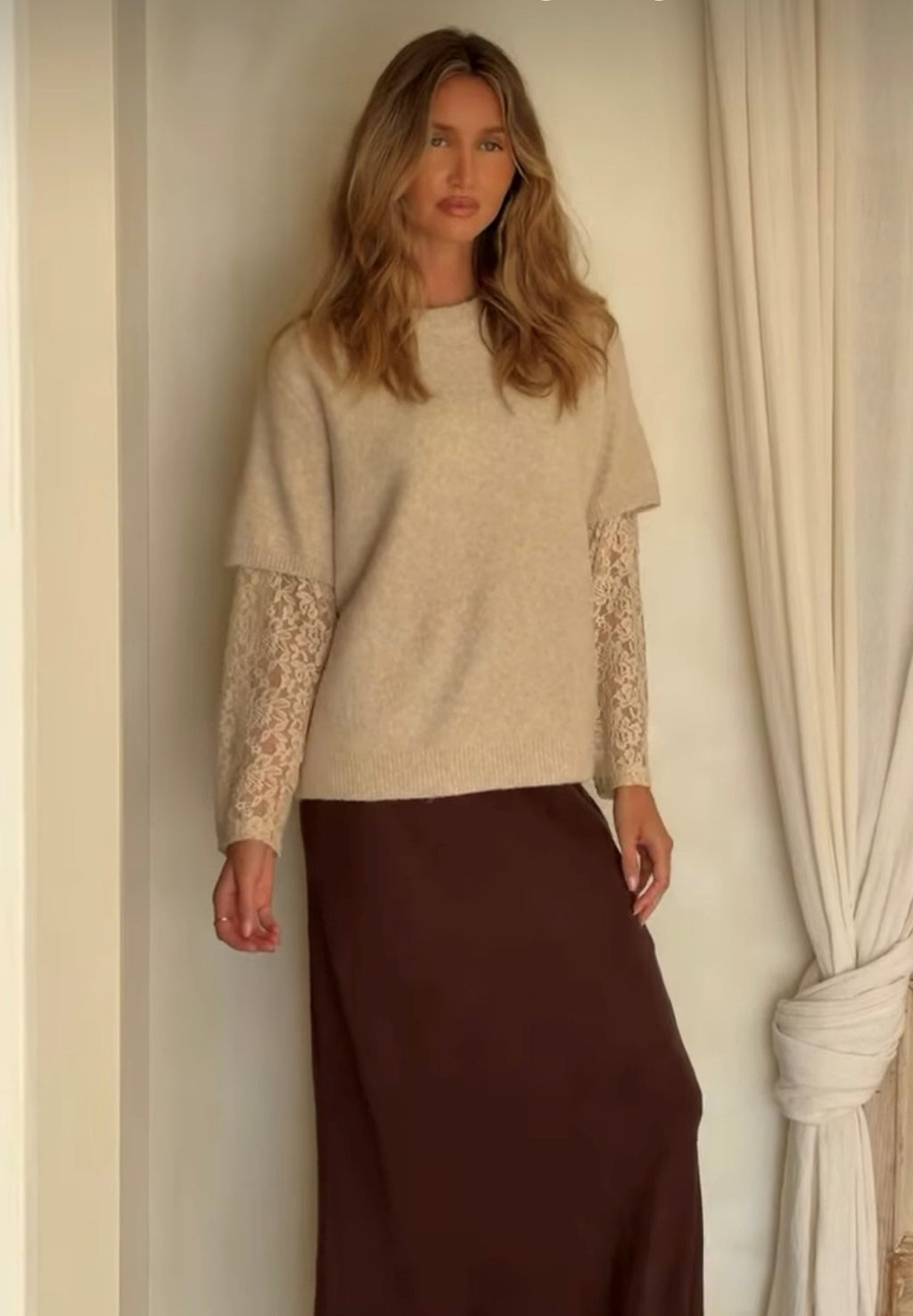 Indie Beige Lace Knit