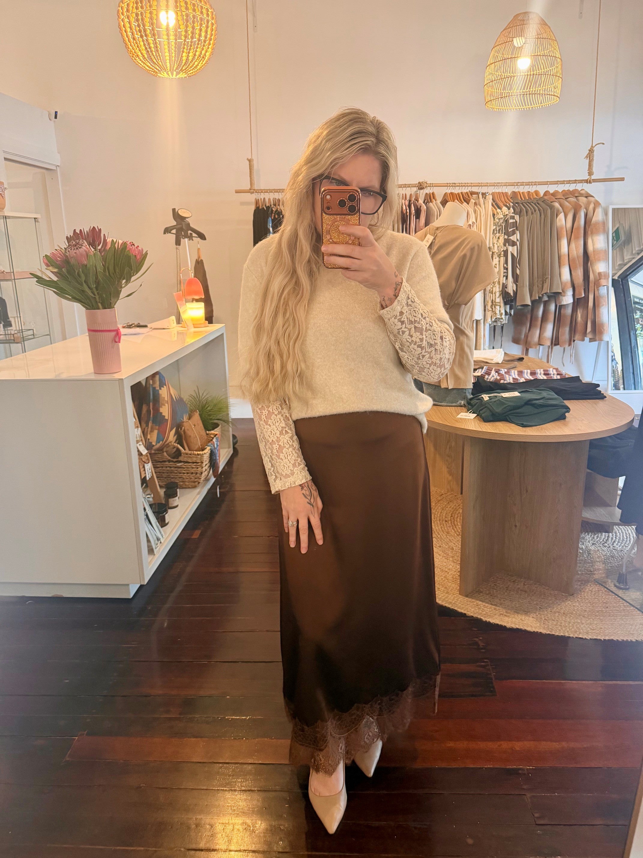 Indie Beige Lace Knit