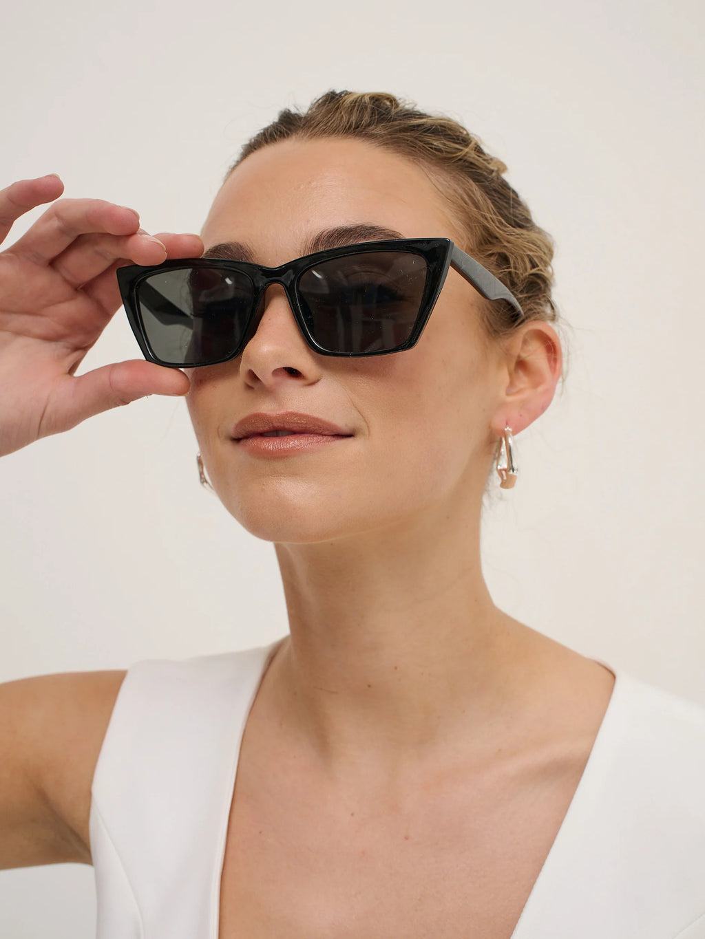 Kitty Rectangular Sunglasses Black