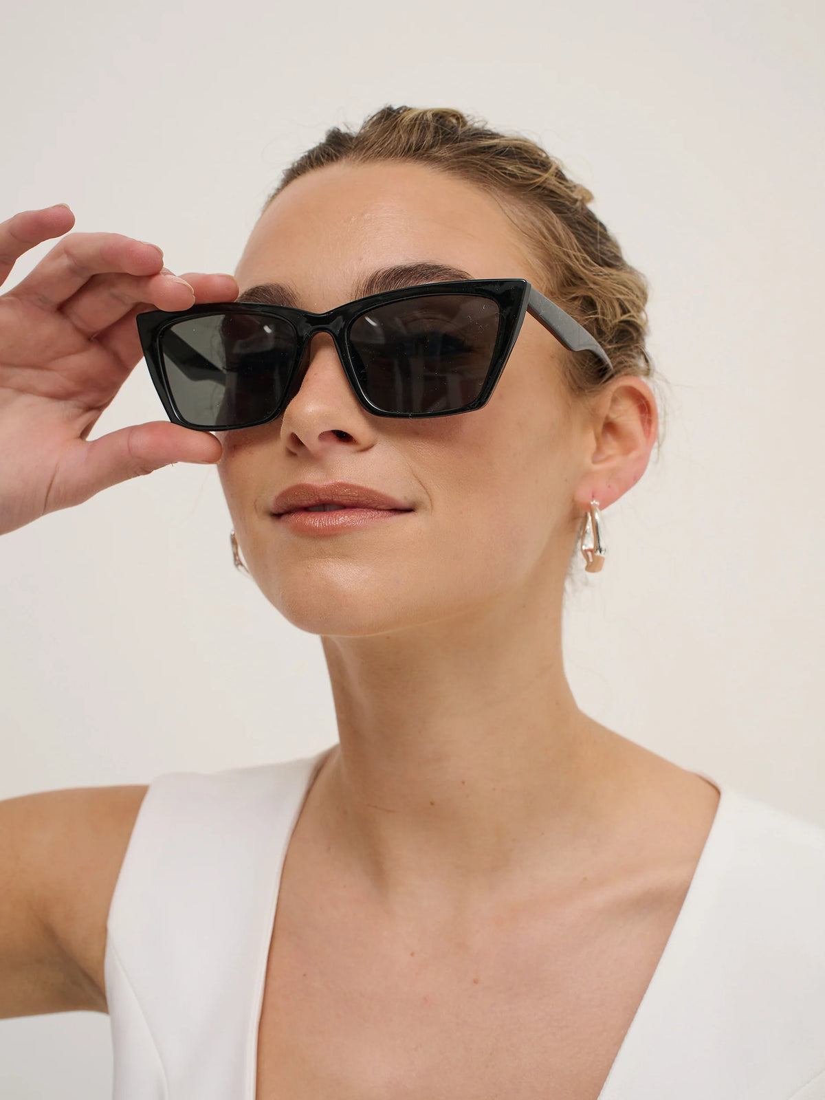 Kitty Rectangular Sunglasses Black