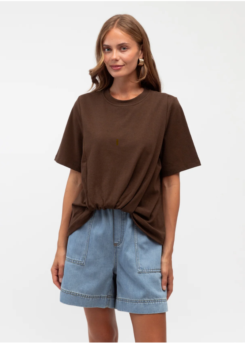 Tuck Detail Tee Chocolate Brown