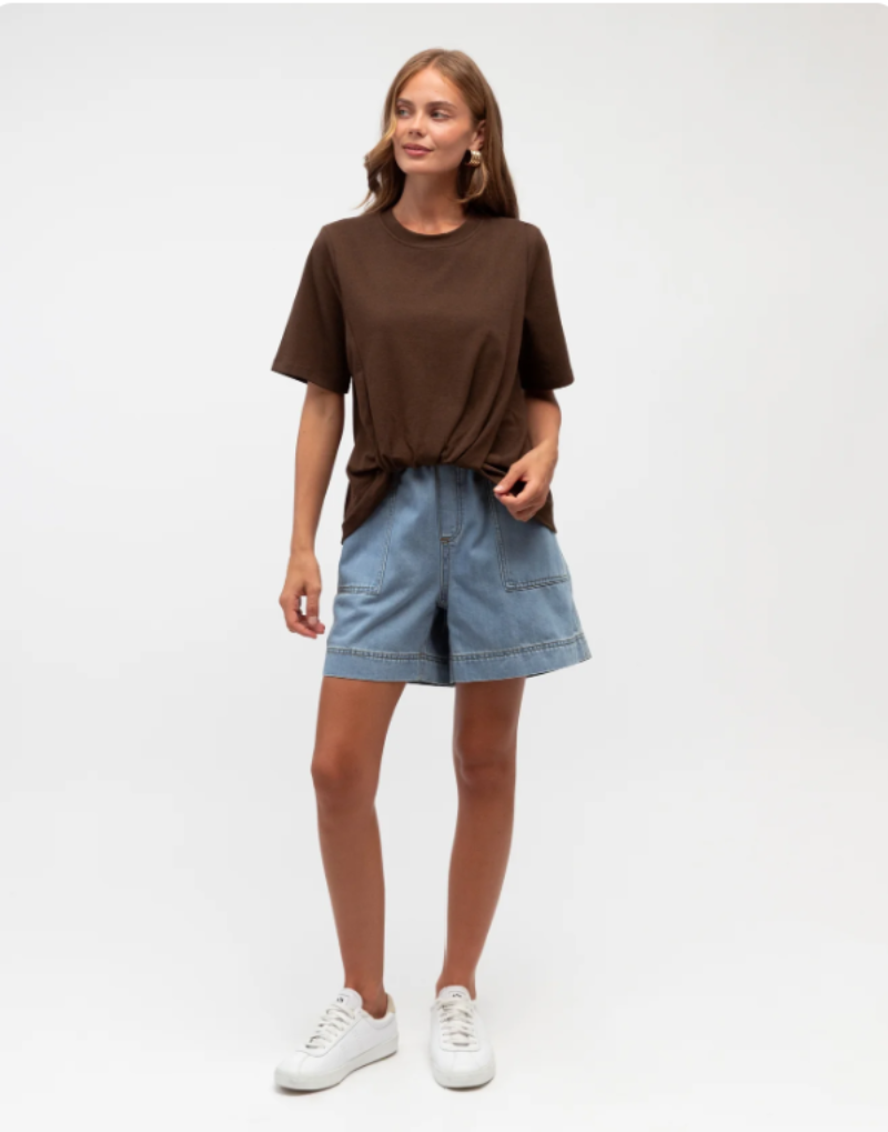 Tuck Detail Tee Chocolate Brown