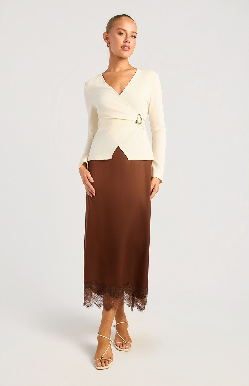 Maddison Lace Satin Skirt