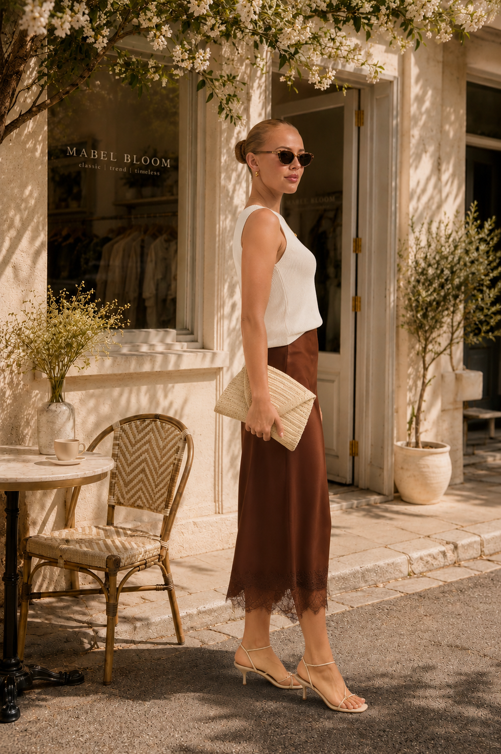 Maddison Lace Satin Skirt