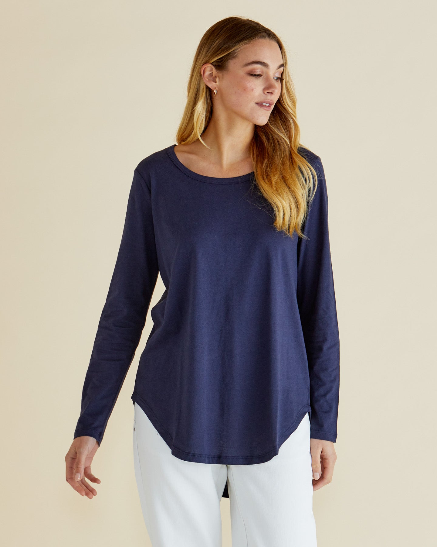 Megan Navy  Long Sleeve Betty Basic