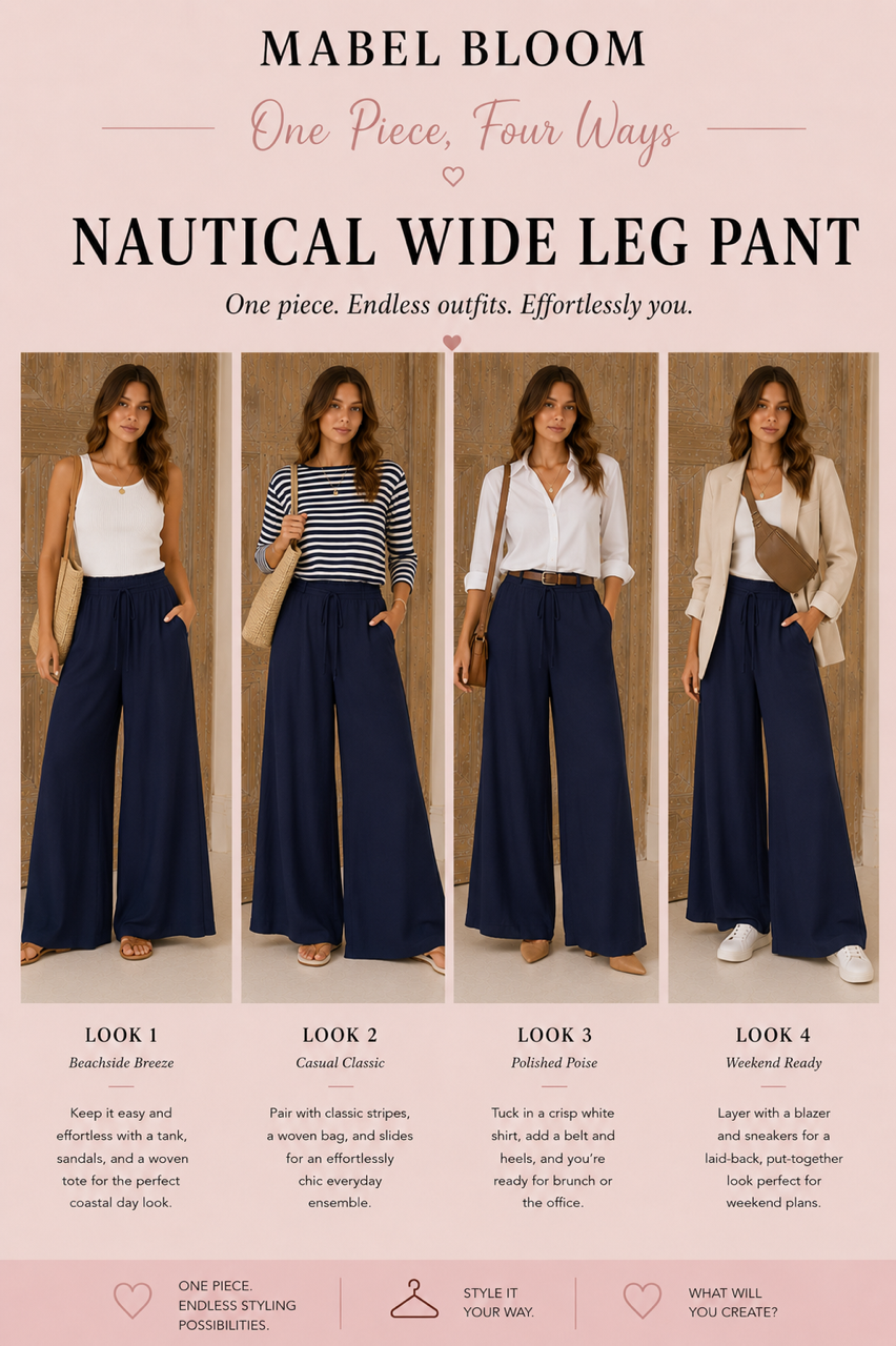 Nautical Wide Leg Pant