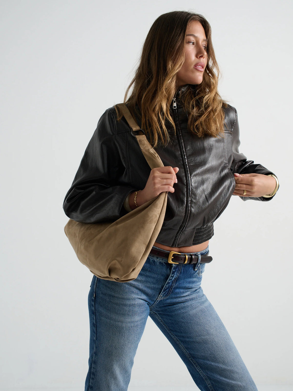 Calista Slouch Bag in Taupe