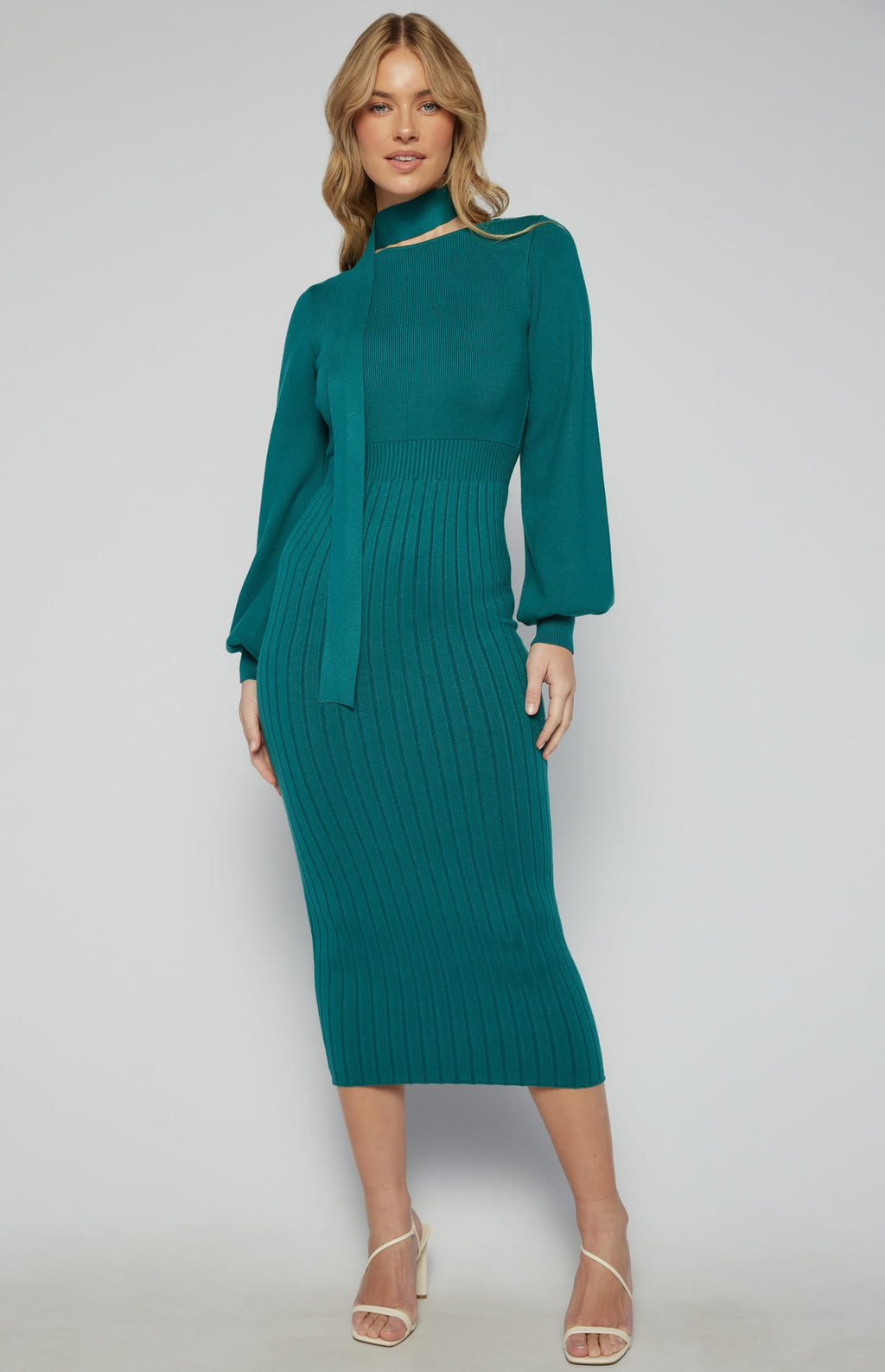 Teal Grace Knit Midi Dress