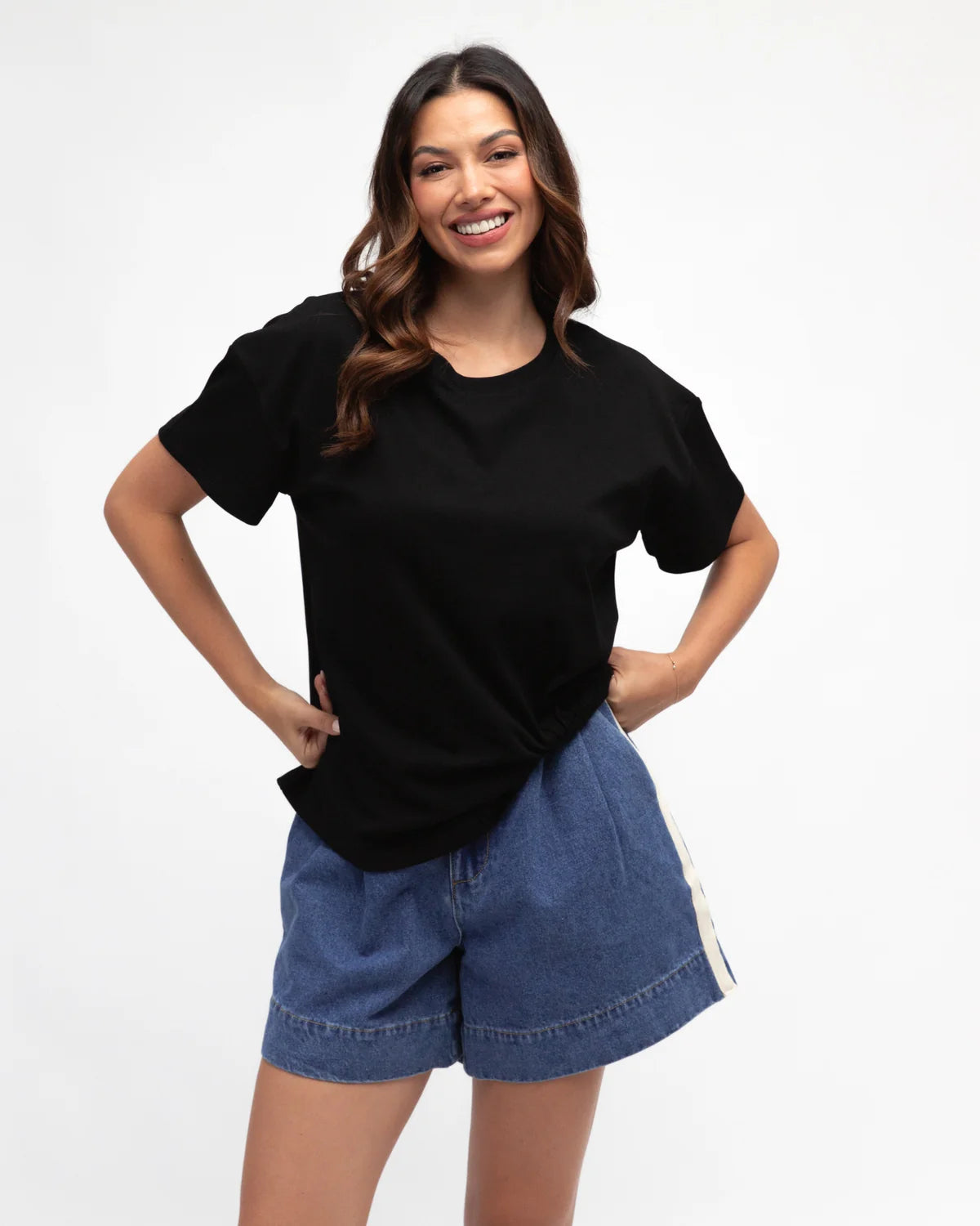 Side Tuck Tee Black