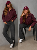 The Sloane Luxe Bomber in Wine