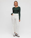 Evergreen Ribbed Henley Top
