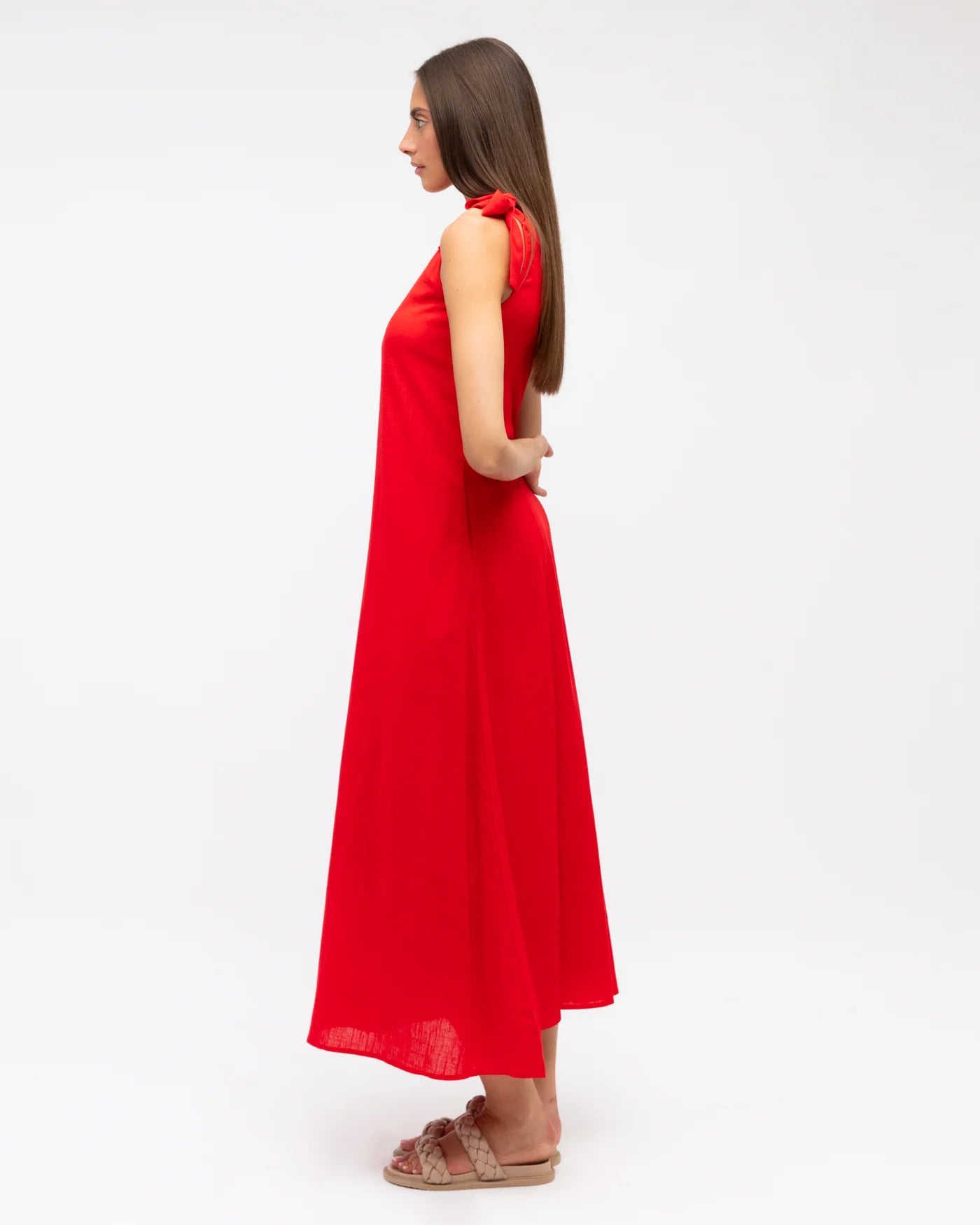 Tia Shoulder Dress Red