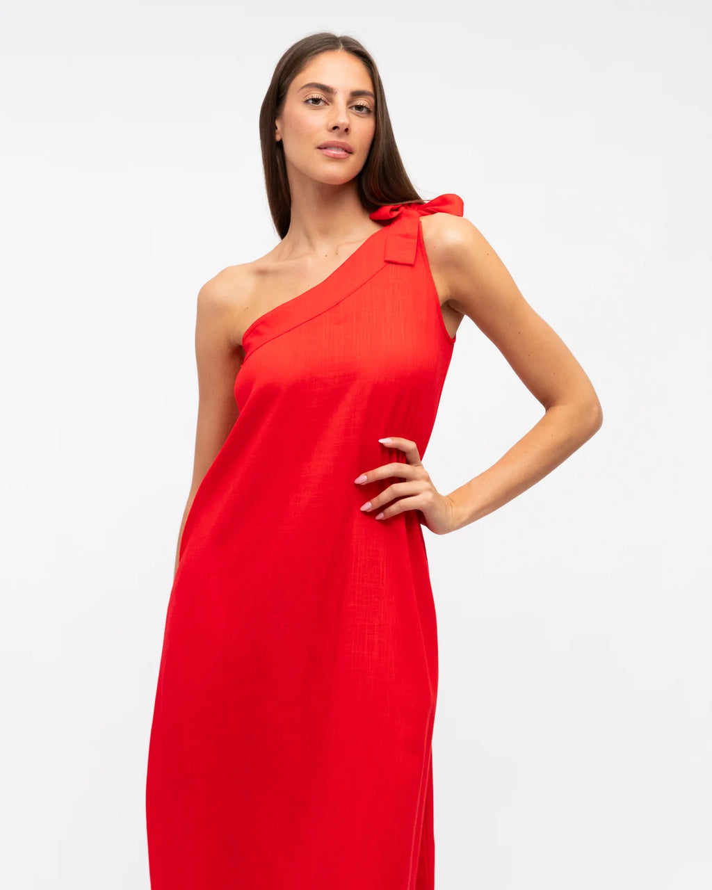 Tia Shoulder Dress Red