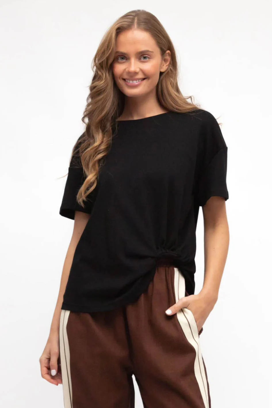 Side Tuck Tee Black